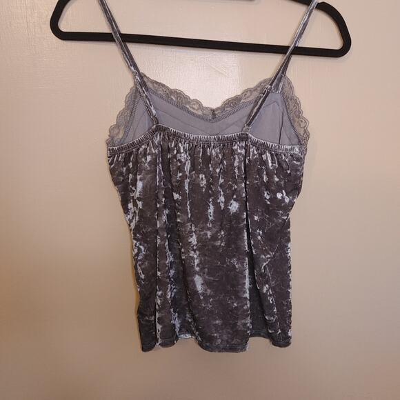 Hippie Rose Size Small S New NWT Velvet Silver Shiny Tank Top Lace Metallic - Picture 2 of 13